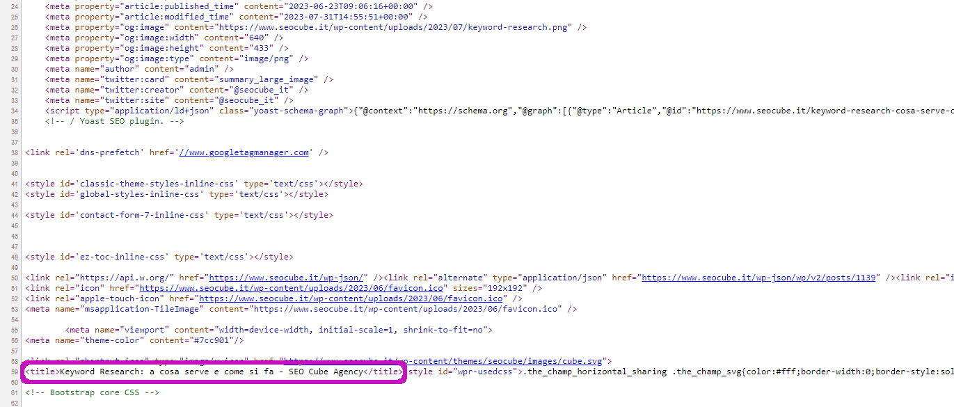 title SEO html