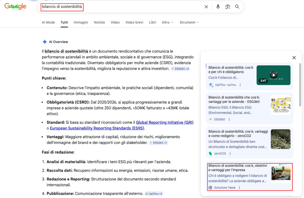 soluzionetasse_risultati ai overview